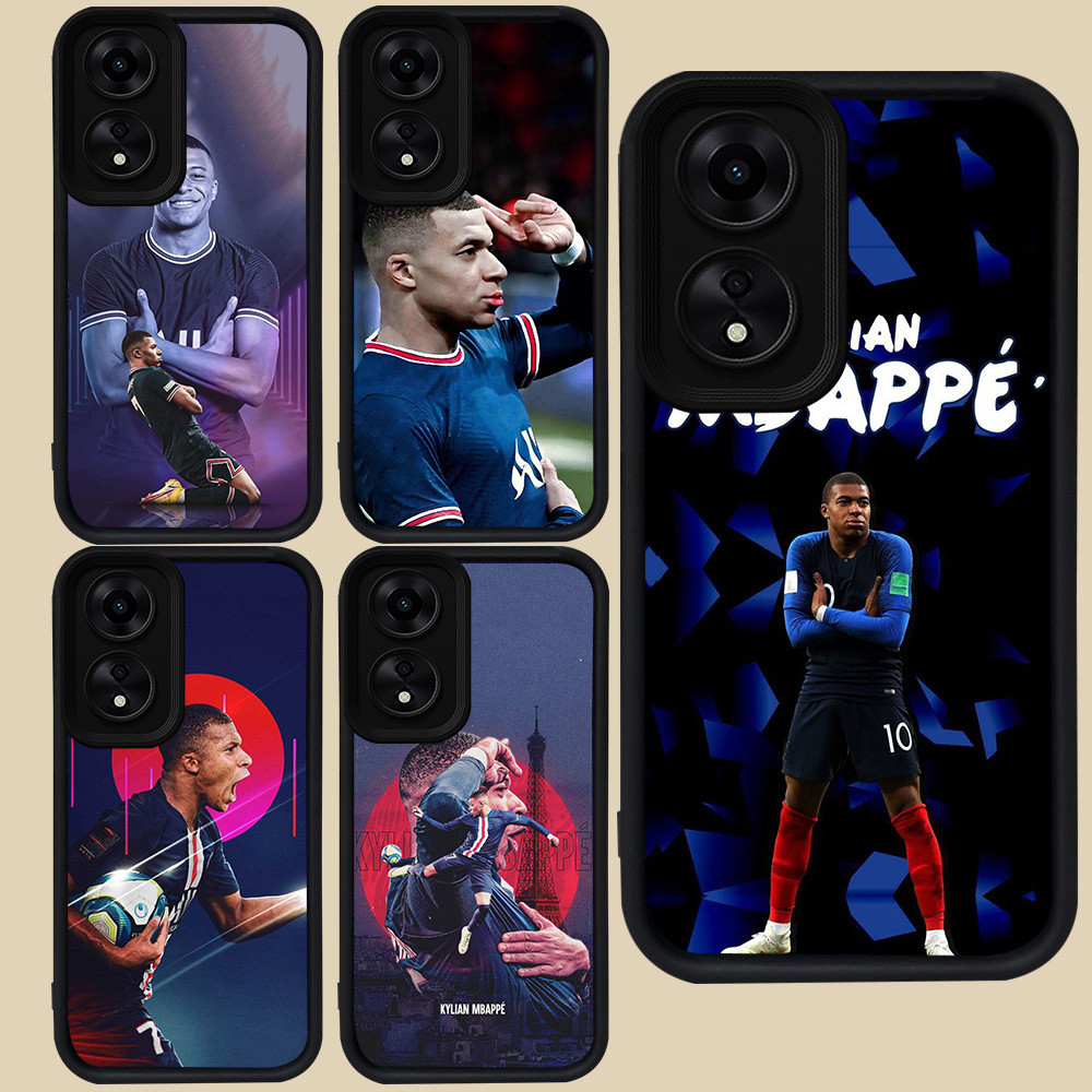 ปลอกสีดําสําหรับ OPPO A18 A17 A98 A38 A60 A17K A78 A58 5G R89 KylianMbappe
