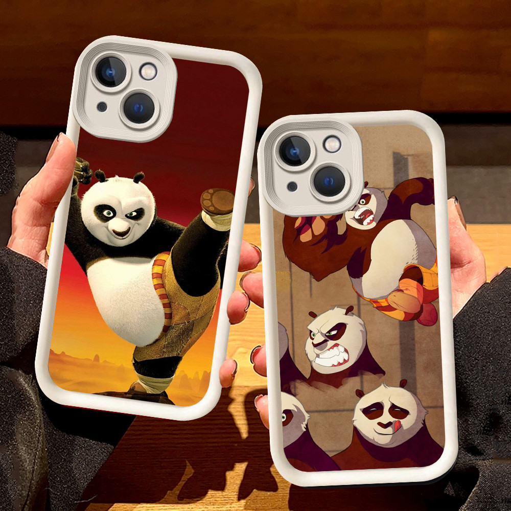 เคสสีขาวสําหรับ iPhone 7 14 6 13 6s 8 Pro Max Plus S75 Kung Fu Panda
