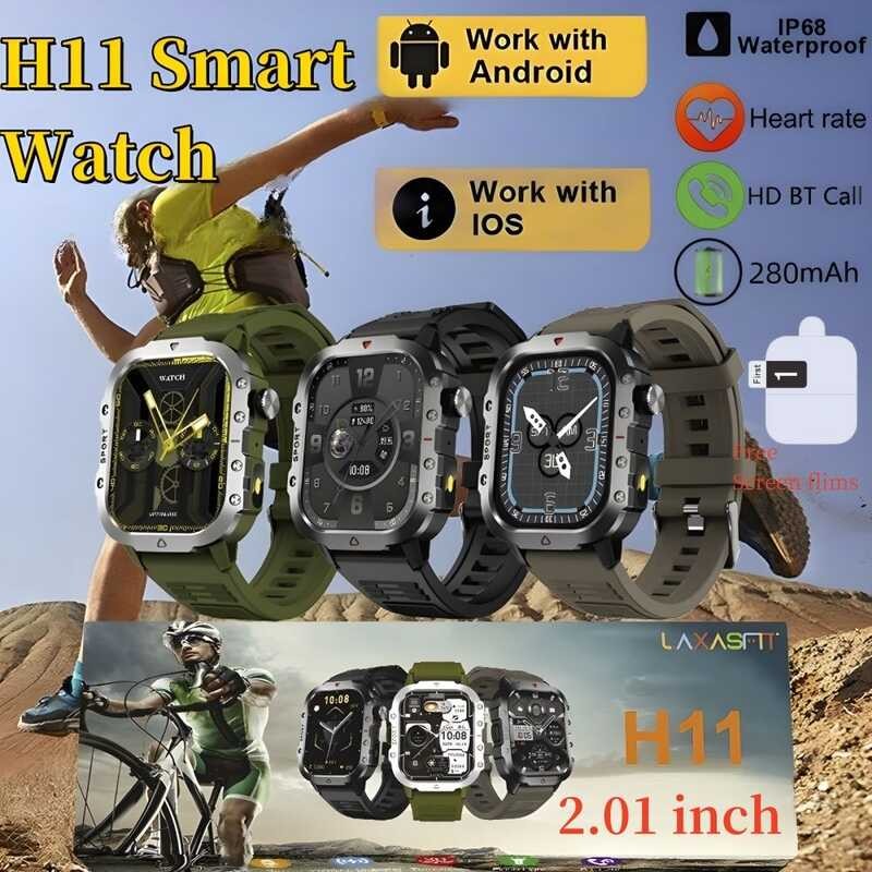 ❤ 2025 Original H11 Smart Watch 2.01 Inch Men Women 3D Transitions UI Dynamic Island Bluetooth