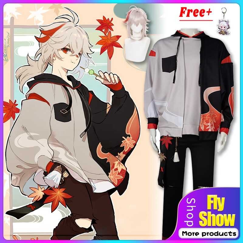 LY Game Genshin Impact Kaedehara Kazuha Anime Cosplay Costume Man Jacket Hoodie Jeans T-Shirt Cospl
