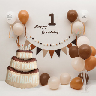 28ชิ้นชุดเต็มเปลือยบอลลูนสีน้ําตาลกับกาแฟรู้สึกแบนเนอร์บอลลู…