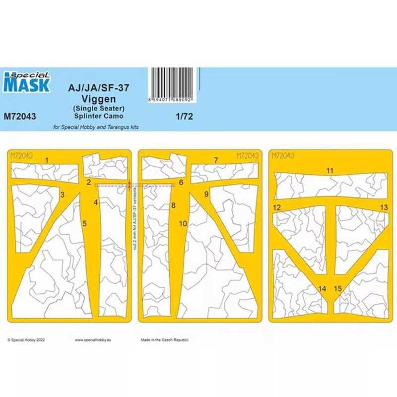 กระดาษมาสกิ้ง Viggen รุ่น M72043 1/72 /JA/SF-37 จาก Special Hobby