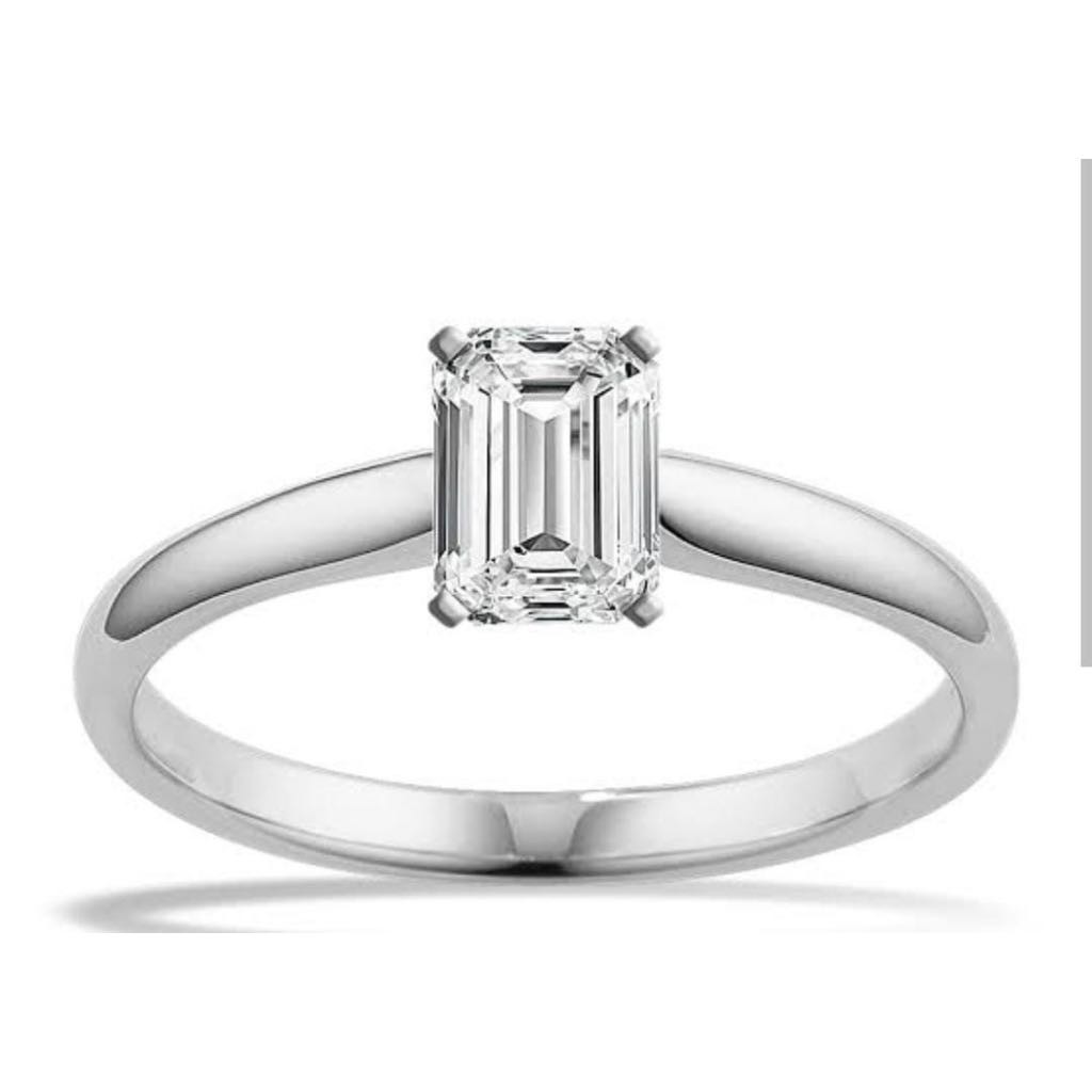 Diamond Solitaire Ring -  แหวนเพชรแท้ Lab Grown Diamond - Emerald Cut 1 ct D VVS2 ทองคำ 9K -  พร้อม