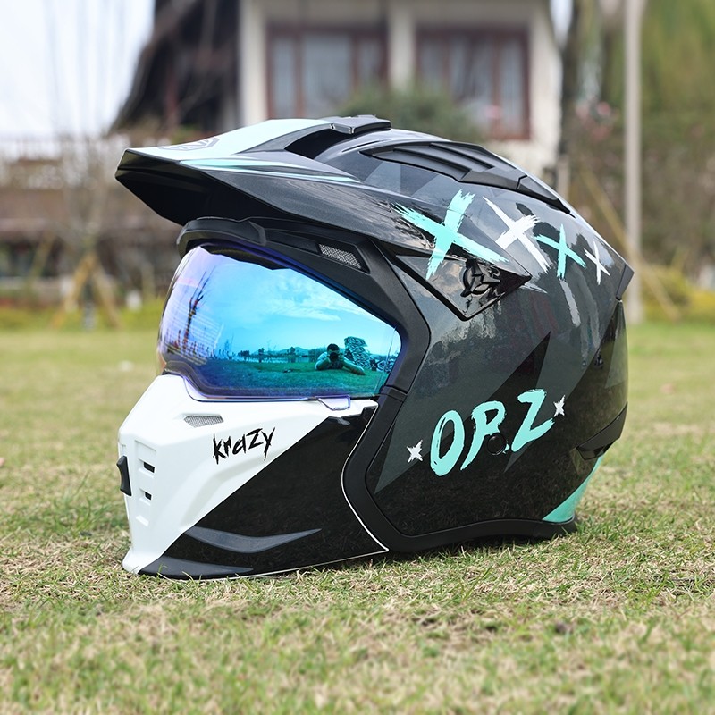 hot🔥การประกันคุณภาพ🔥 import ORZ Helmet Retro Helmet Street Warrior Combination Helmet Detachable