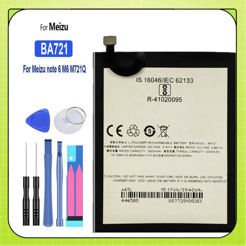 Meizu M6 Note โทรศัพท์มือถือแบตเตอรี่พรีเมี่ยมเครื่องมือฟรี M721H M721L M721Q BA7214000mAh
