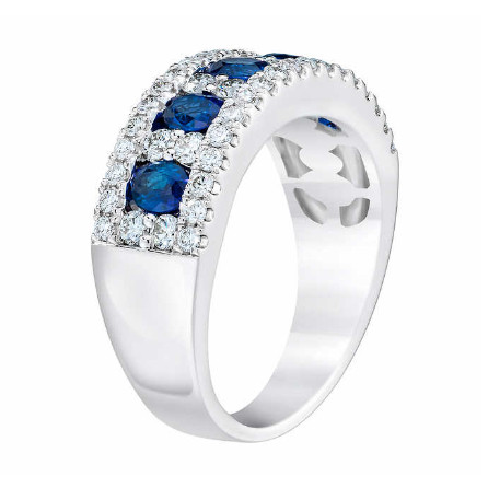 แหวนพลอยแท้ไพลิน 1.5 ct รอบเพชรแท้ ทองคำ 9k - Natural Blue Sapphire Ring (1.5 ct) Gold 9K