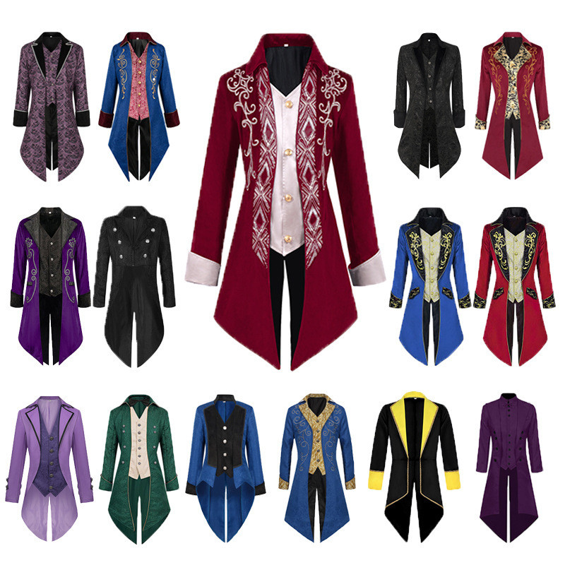 Halloween Mens Steampunk Medieval Jacket Gothic Victorian Frock Coat Uniform