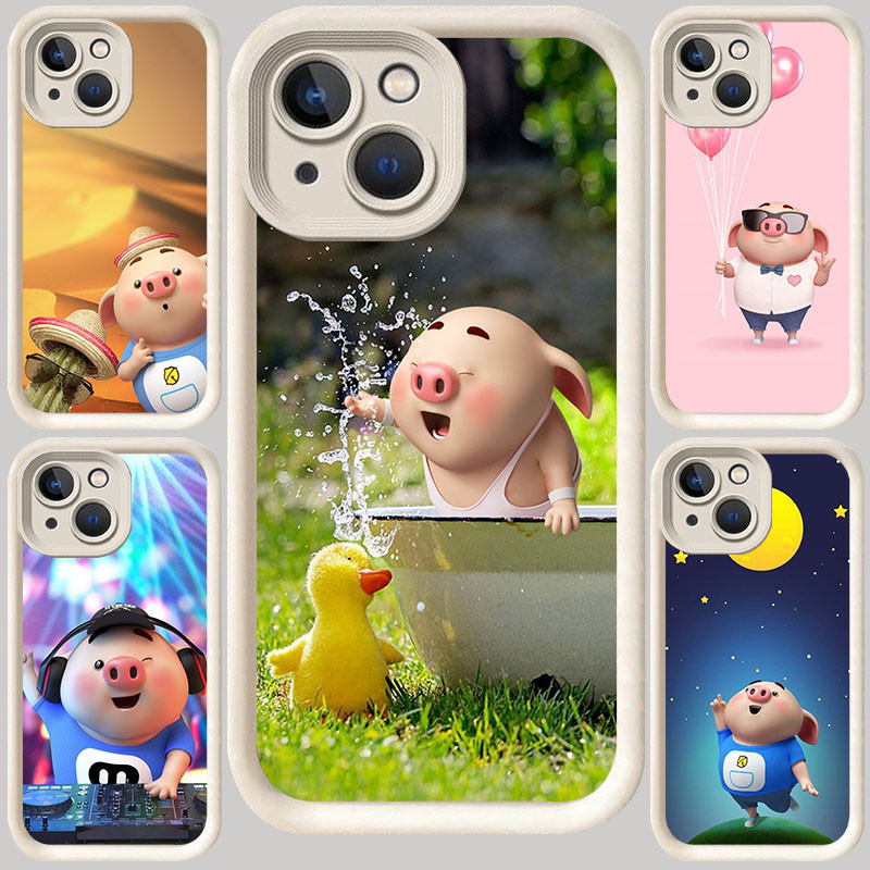 M-11 เคสหมูสีขาวน่ารักสําหรับ iPhone 13 6s 8 14 7 6 Plus Pro Max