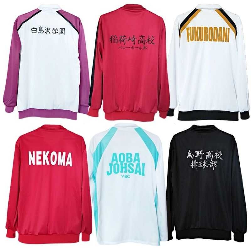 ❤ Haikyuu Karasuno Nekoma Fukurodani Aoba Johsai Shiratorizawa Hoodie Jacket Cosplay Costume Ha