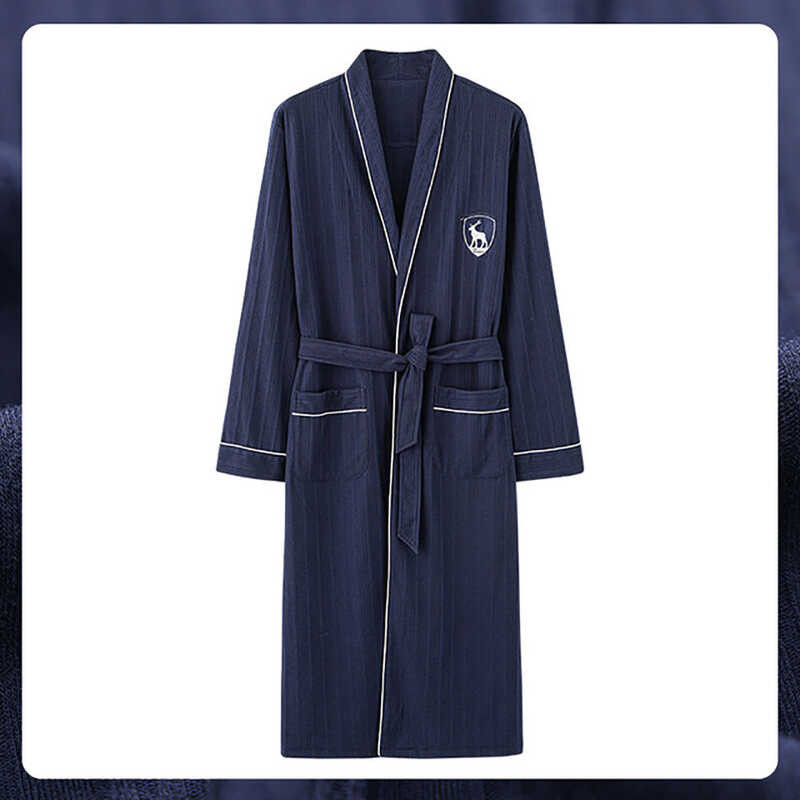 ❤ Autumn Winter Cotton Bathrobe Men 4Xl Large Size Fashion Plaid Embroidery Pijama Casual Comfo