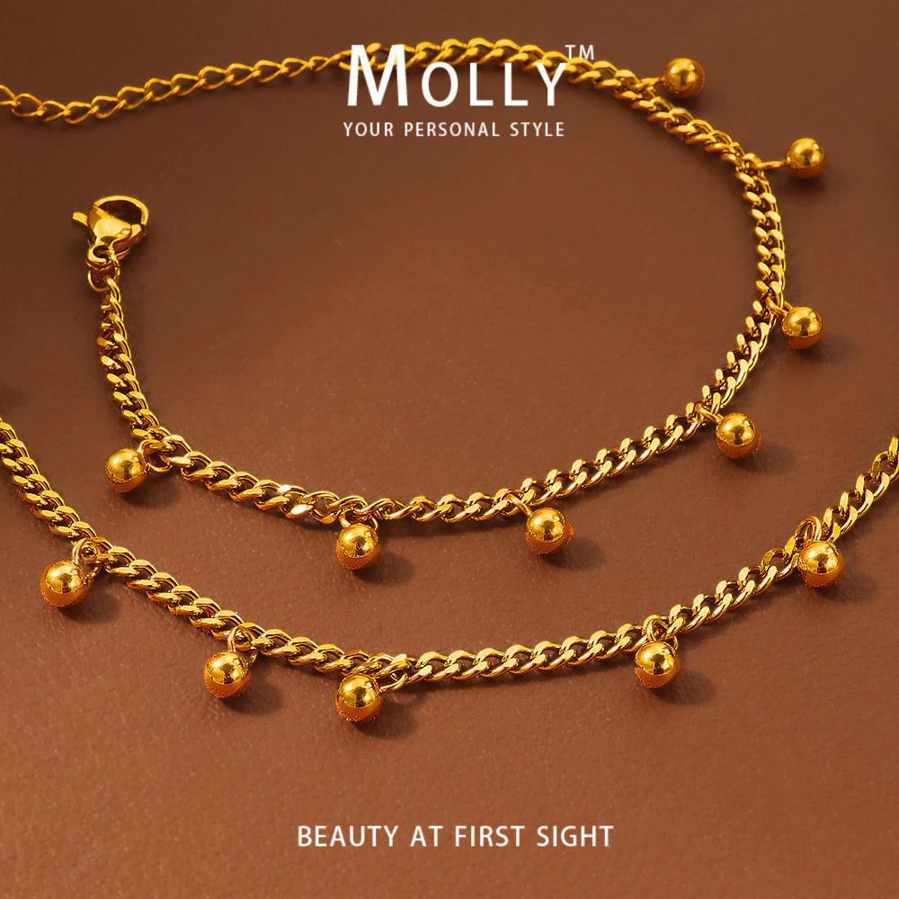 สร้อยข้อมือสแตนเลสสตีลสำหรับผู้หญิง ขนาดเล็ก ไม่ซีดจาง เคลือบเงาทอง 18K ปลอดภัยจากอาการแพ้ แฟชั่นเรียบหรู