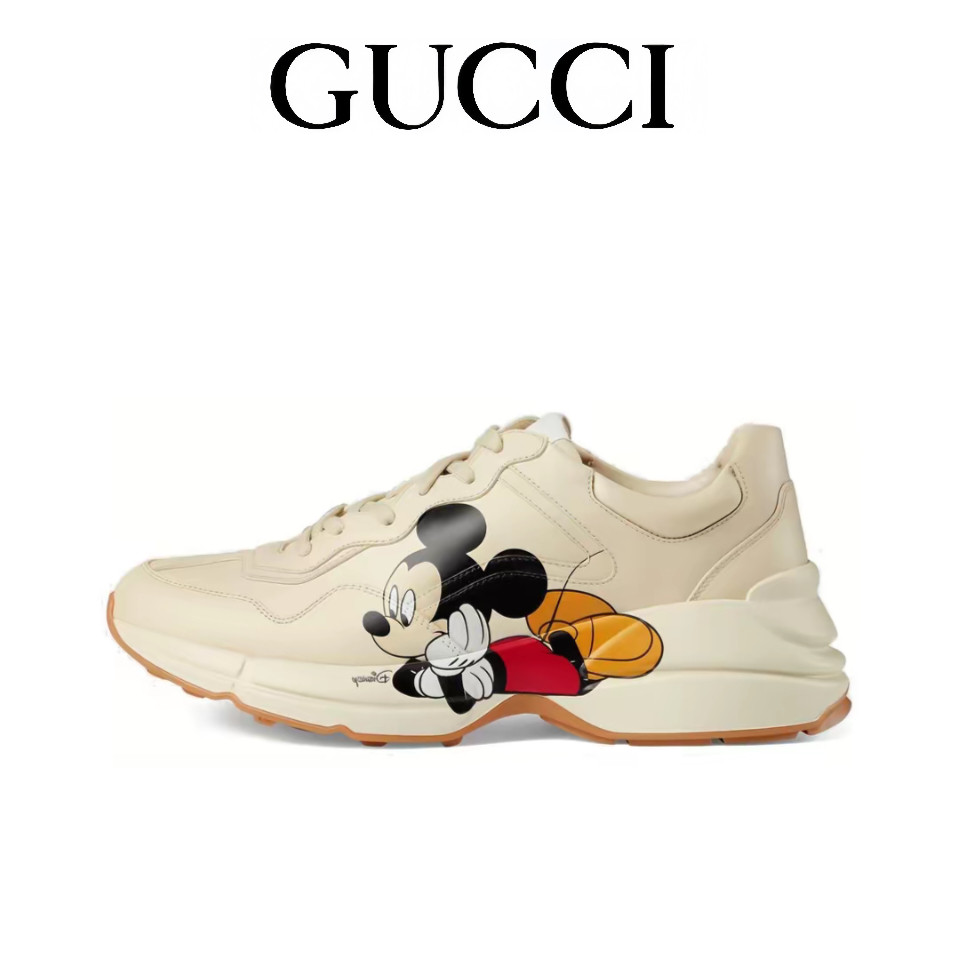 Disney/DisneyxGUCCl Gucci Rhyton รองเท้าลำลองสำหรับบุรุษและสตรีย้อนยุครองเท้าพ่อไม่ลื่น