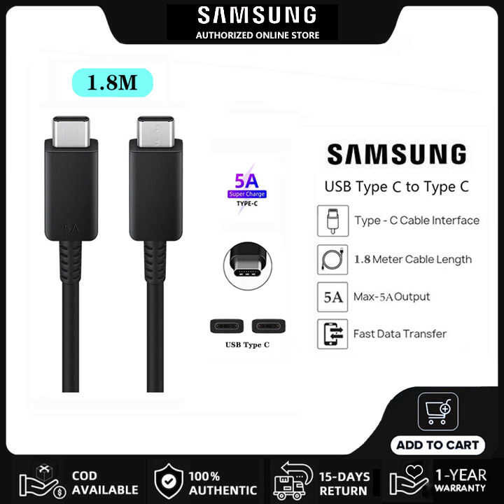 ❤ Samsung สายชาร์จ Type 5A สายชาร์จเร็ว45w 1.8M To USB C Ep-Dx510 ชาร์จเร็วสุด2.0 สำหรับ S21 S2
