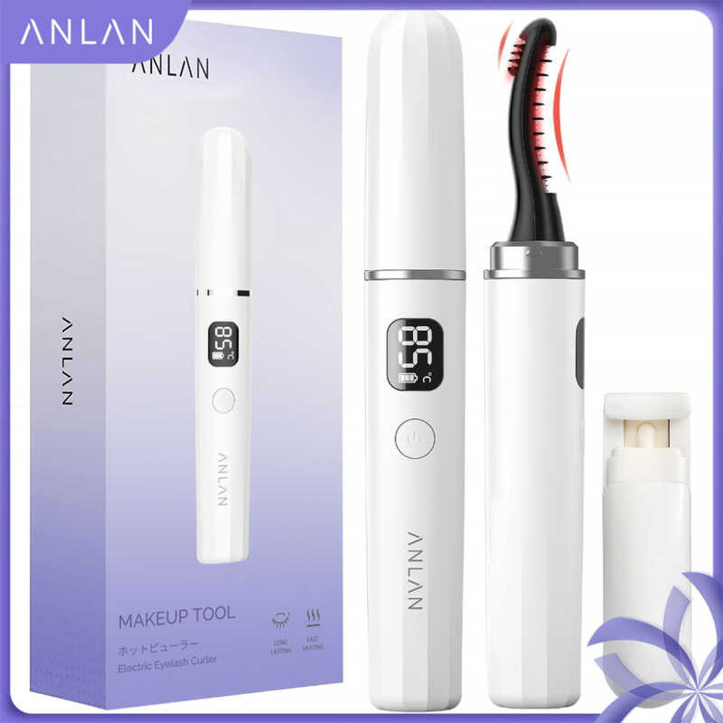 ❤ ANLAN ปากกาที่ดัดขนตาไฟฟ้าสองด้านชาร์จได้65/75/85 ℃,ที่ให้ความร้อนติดทนนาน