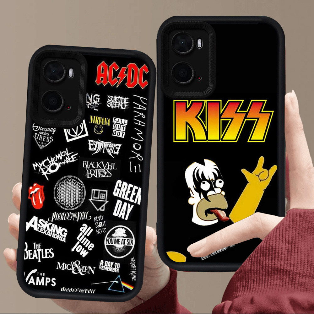 E3 แฟชั่น Rock Band สําหรับซิลิโคนสีดํา OPPO A57 A96 A76 A57e A77 A36 A57s A77s