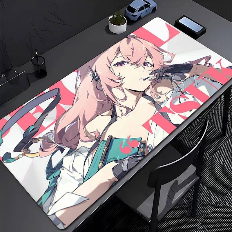 แผ่นรองเมาส์อะนิเมะสาวโต๊ะแผ่นรองเม้าส์แล็ปท็อป Zenless Zone Zero Mousepad PC Tsukishiro Yanagi Kawaii แป้นพิมพ์ Pad ZZZ สีชมพูเล่น Mat