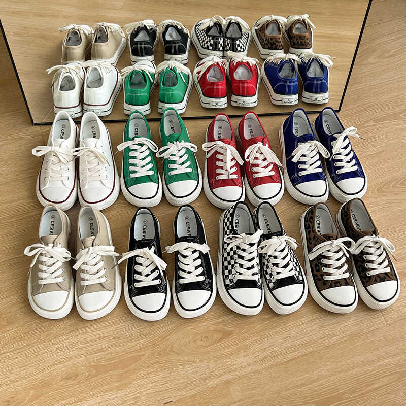 Mango Head Canvas Shoes ผู้หญิง 2 0 3 ใหม่ฤดูร้อนกว้างฤดูใบไม้ผลิและฤดูใบไม้ร่วงนักเรียนร้อยตารางบอล