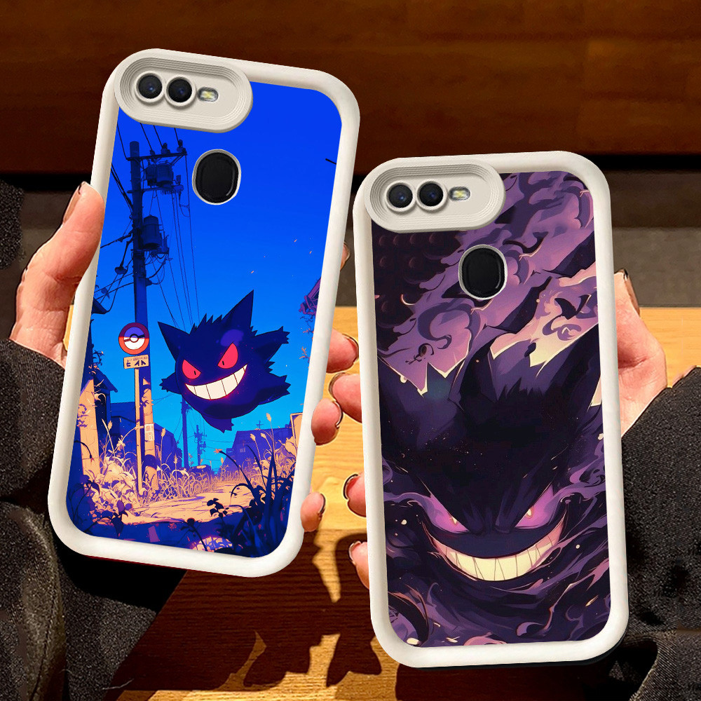 ปลอกสีขาวสําหรับ OPPO F5 A12 A5 A3S A1K A12s F9 A7 F7 A5S A11K A12E Pro S96 Pokemon Gengar