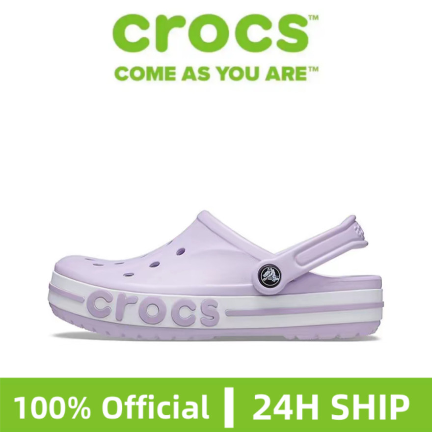 【Flagship】Crocs Bayaband Clog Crocs Purple Modest Outdoor Trend Unisex Sandal 205089-530
