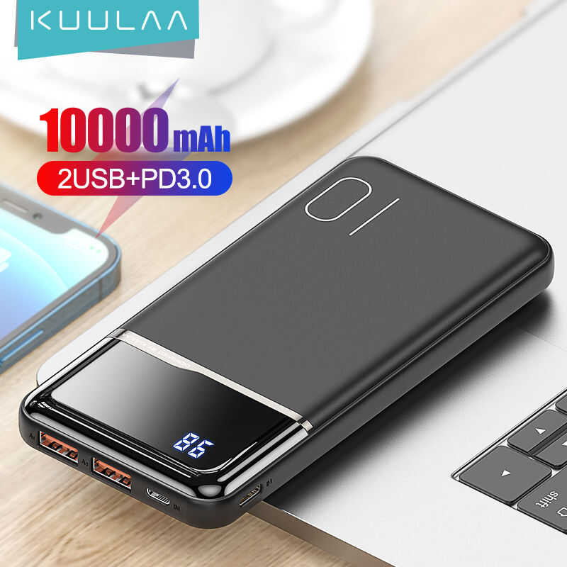 ❤ KUULAA Bank 10000Mah Portable Original Brand 10000 Mah USB Powerbank External Charger Slim Fa