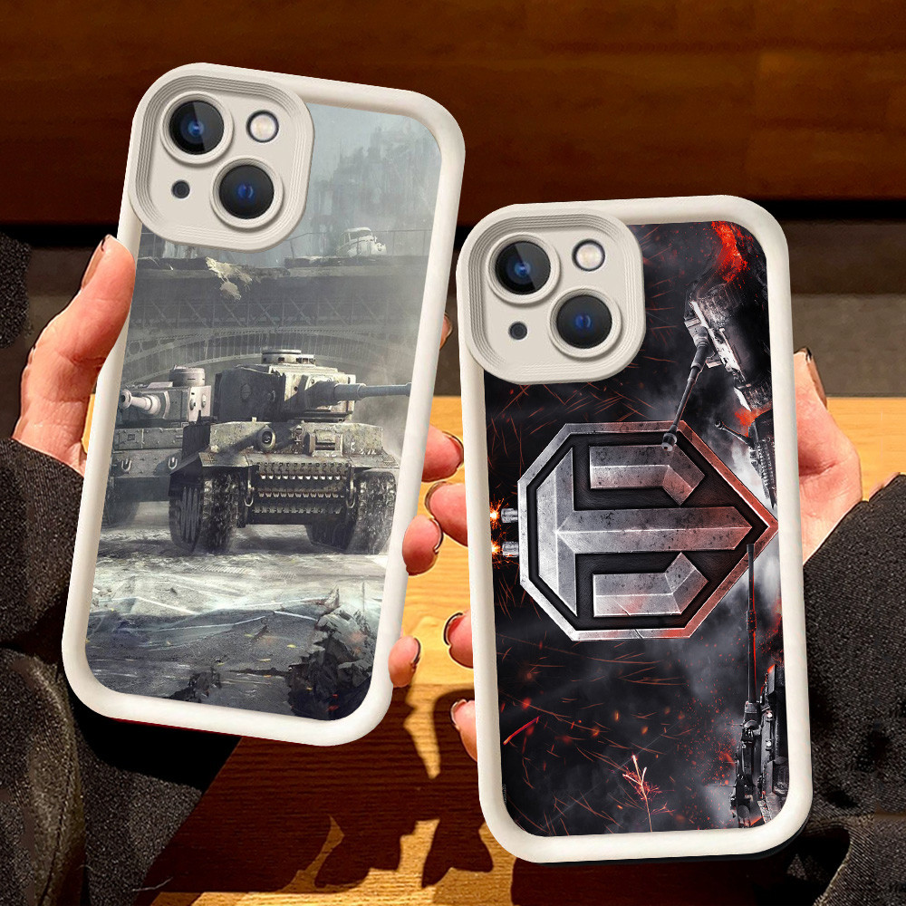 เคสสีขาวสําหรับ iPhone 7 14 6 13 6s 8 Pro Max Plus S128 World of Tanks