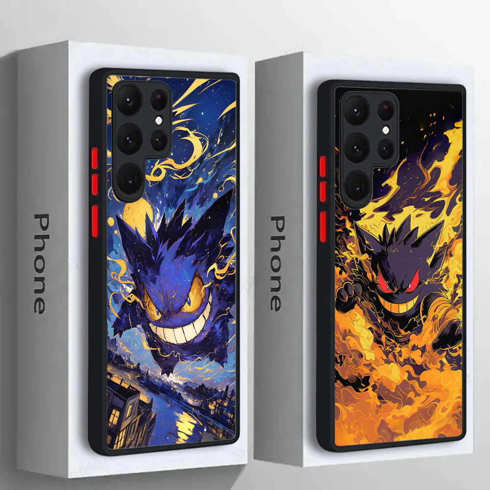 SAMSUNG Gengar Starry Sky Pokemon Artซิลิโคนเคสโทรศัพท์สําหรับSamsung S25 Ultra S24 S23 S21 S20 FE S22 Plus S24FE 5Gโปร่งใสFrosted Galaxyหมายเหตุ 20 Ultraกันกระแทก