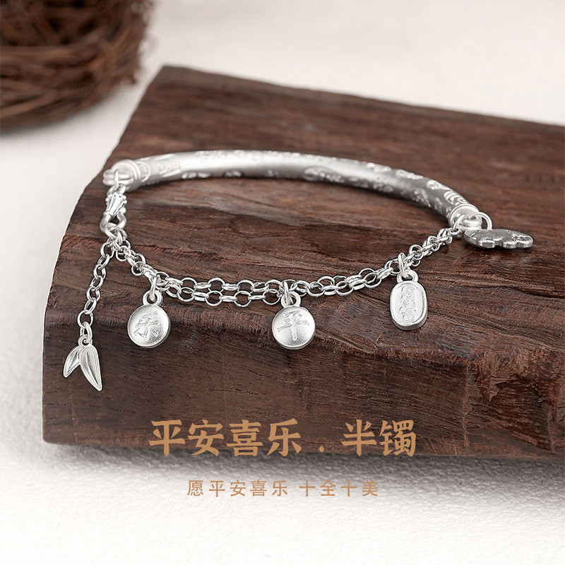 Jf Peace Joy คํามงคล 999 สร้อยข้อมือเงินแท้หญิง Niche Design ใหม่จีนเครื่องประดับระดับไฮเอนด์ของขวั