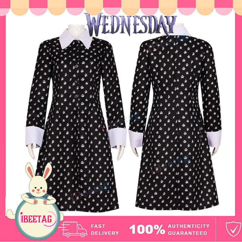LY Anime Wednesday The Adams Family Cosplay Dress Costume Outfits Woman Girl Vintage Black Gothic B