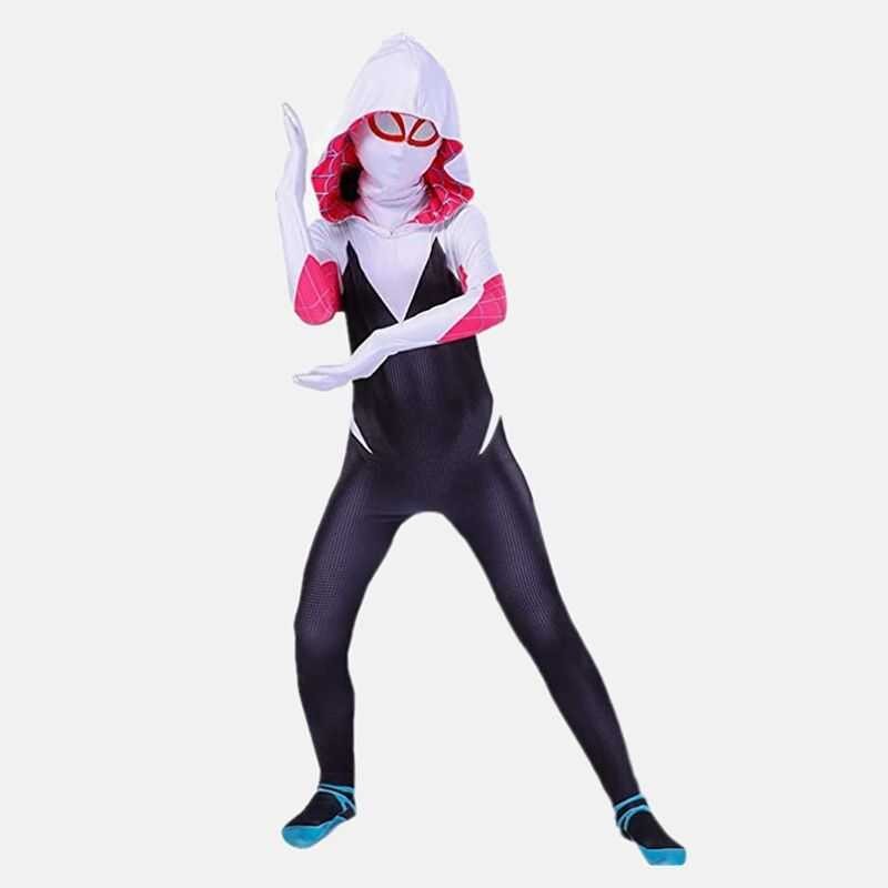 LY Girls Gwen Spider Erhero Suit Halloween Cosplay Hooded Holiday Partys Girls Fantasy Sexy Dress U