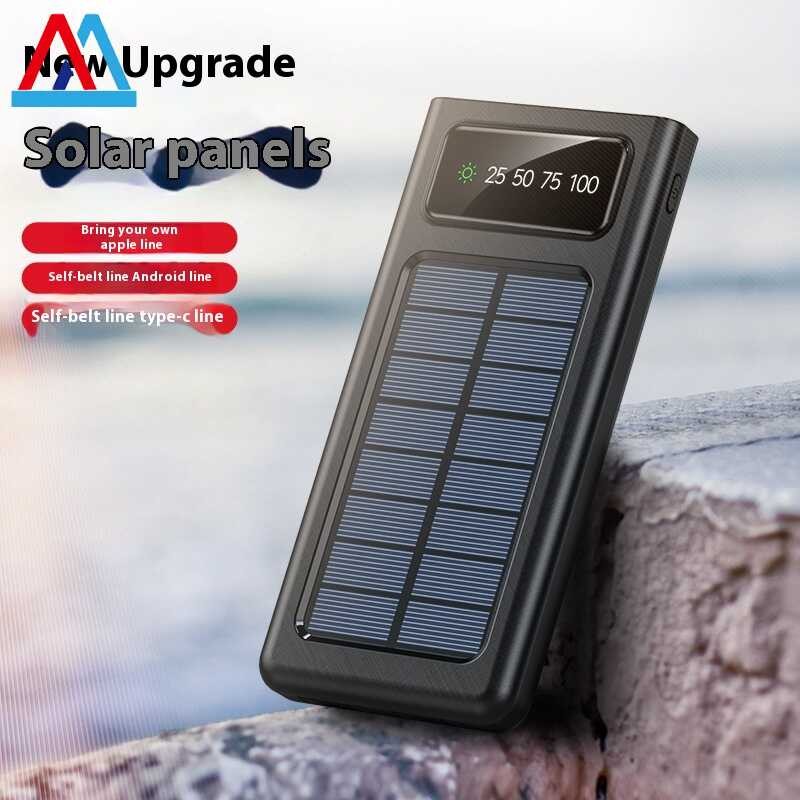 ❤ Miaxia Joy มาพร้อมกับหน่วยชาร์จพลังงานแสงอาทิตย์สี่สายสามขาแบบ In-One จอแสดงผลดิจิตอล30000 MA