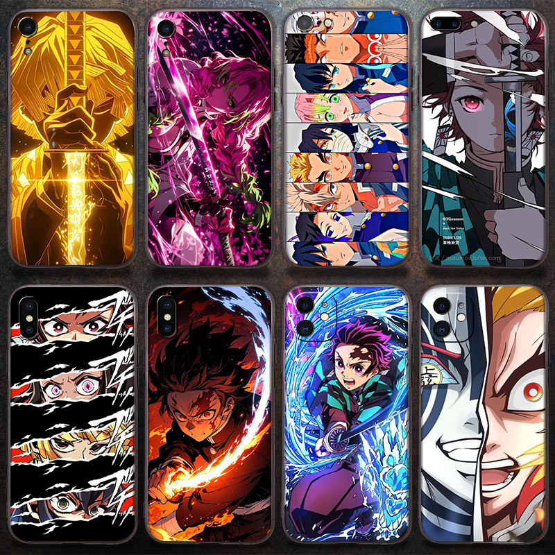 เคสโทรศัพท์สีดําแบบนุ่มแฟชั่นสําหรับ Xiaomi Redmi Note 10 Pro Max 10T 11 SE Pro Plus VT7 Demon Slaye