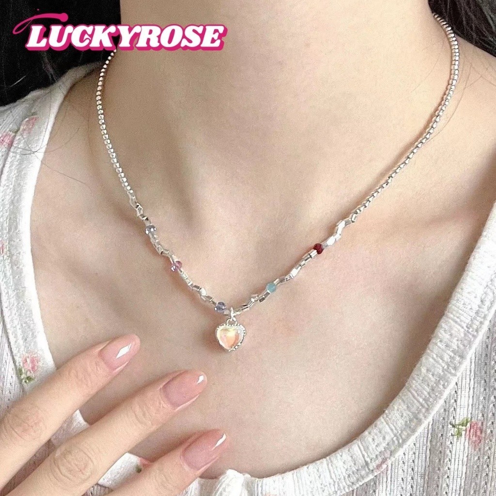 vbc สร้อยคอ สร้อยข้อมือ ประดับลูกปัดเงิน จี้รูปดวงจันทร์ สีสันสดใส แฟชั่นฤดูร้อน สไตล์เกาหลี