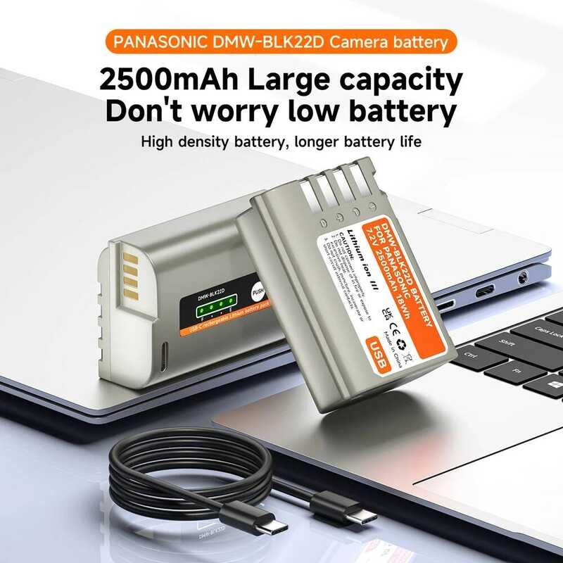 ▥ PALO 2500Mah Dmw-Blk22 DMW Blk22 แบตเตอรี่ Usb-C ชาร์จสําหรับ  LUMIX Dc-S5 IIX Gh5 I