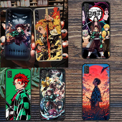 นุ่มสีดํา Samsung Galaxy S7 S7 Edge S8 S8 Plus S9 S9 Plus S10 S10E S25 S25 Ultra Anime Demon Slayer 