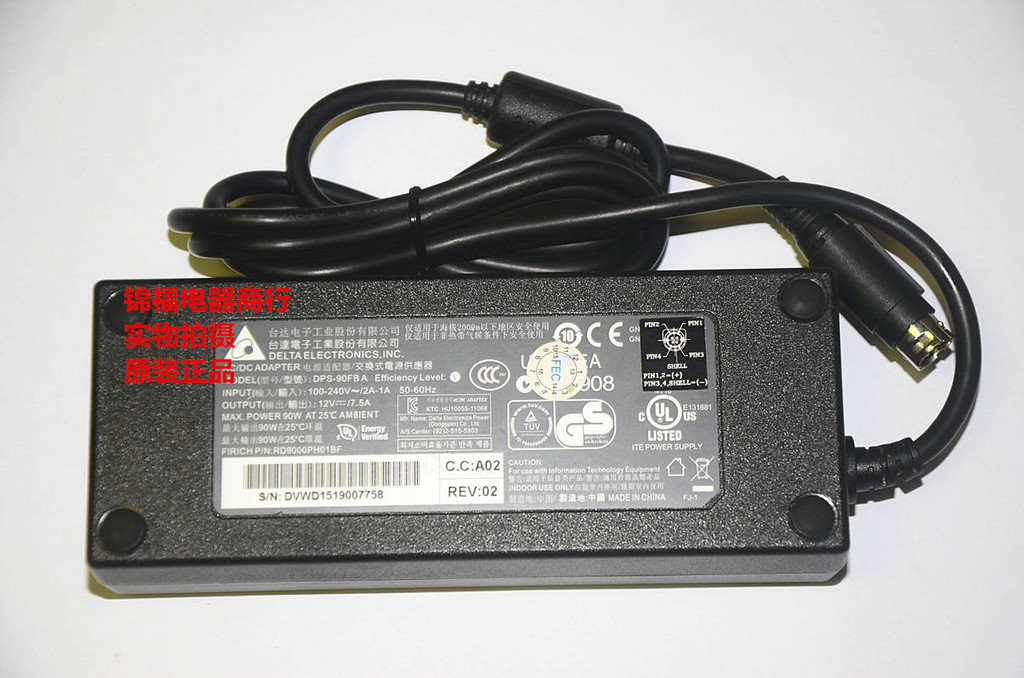 Delta Original 12V7.5A อะแดปเตอร์พลังงาน DPS-90FB ตัวเชื่อมต่อสี่พินพิเศษ