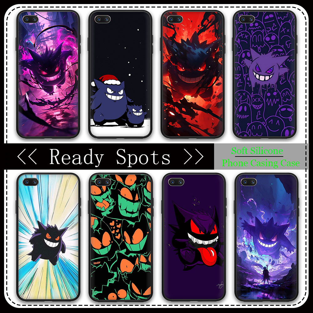 ฝาครอบ TPU Huawei Y6 Y6s Y6Pro Y6 Y7 Y9 Prime 2019 8E7J Gengar อะนิเมะสีดํา Soft Case