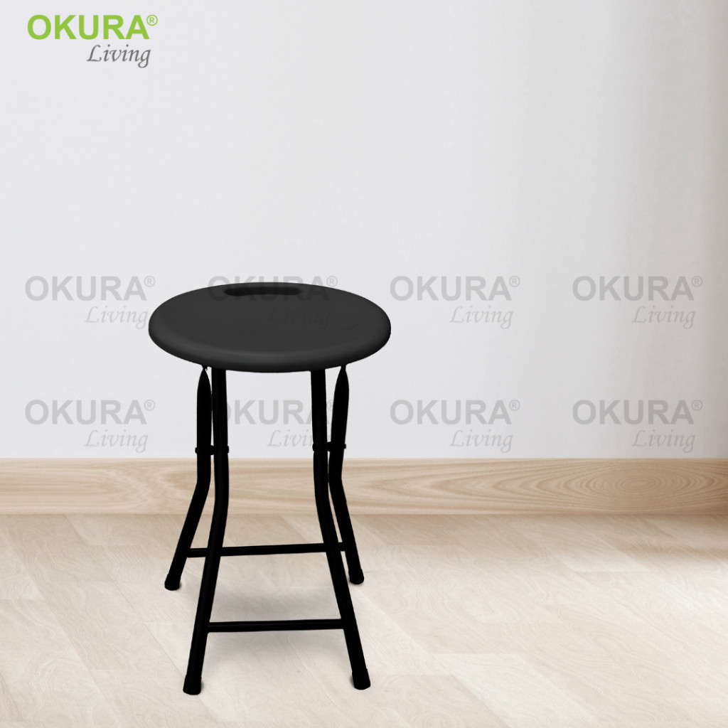 hot🔥การประกันคุณภาพ🔥 import OKURA Portable Folding Stool Household Plastic Round Stool Outdoor Ho