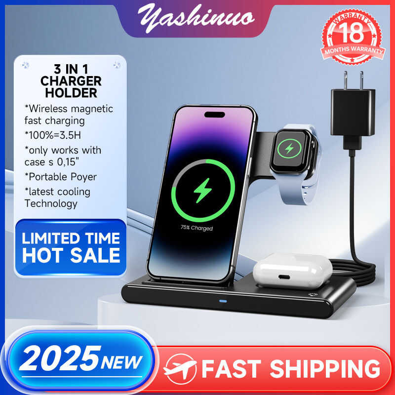 ❤ Yashinuo Wireless Charging Station 3-In-1 Charger Stand Suitable For Iphone 16 15 14 Pro Max