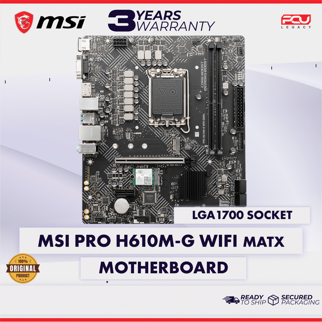 MSI PRO H610M-G WIFI DDR4 MATX LGA1700 MOTHERBOARD