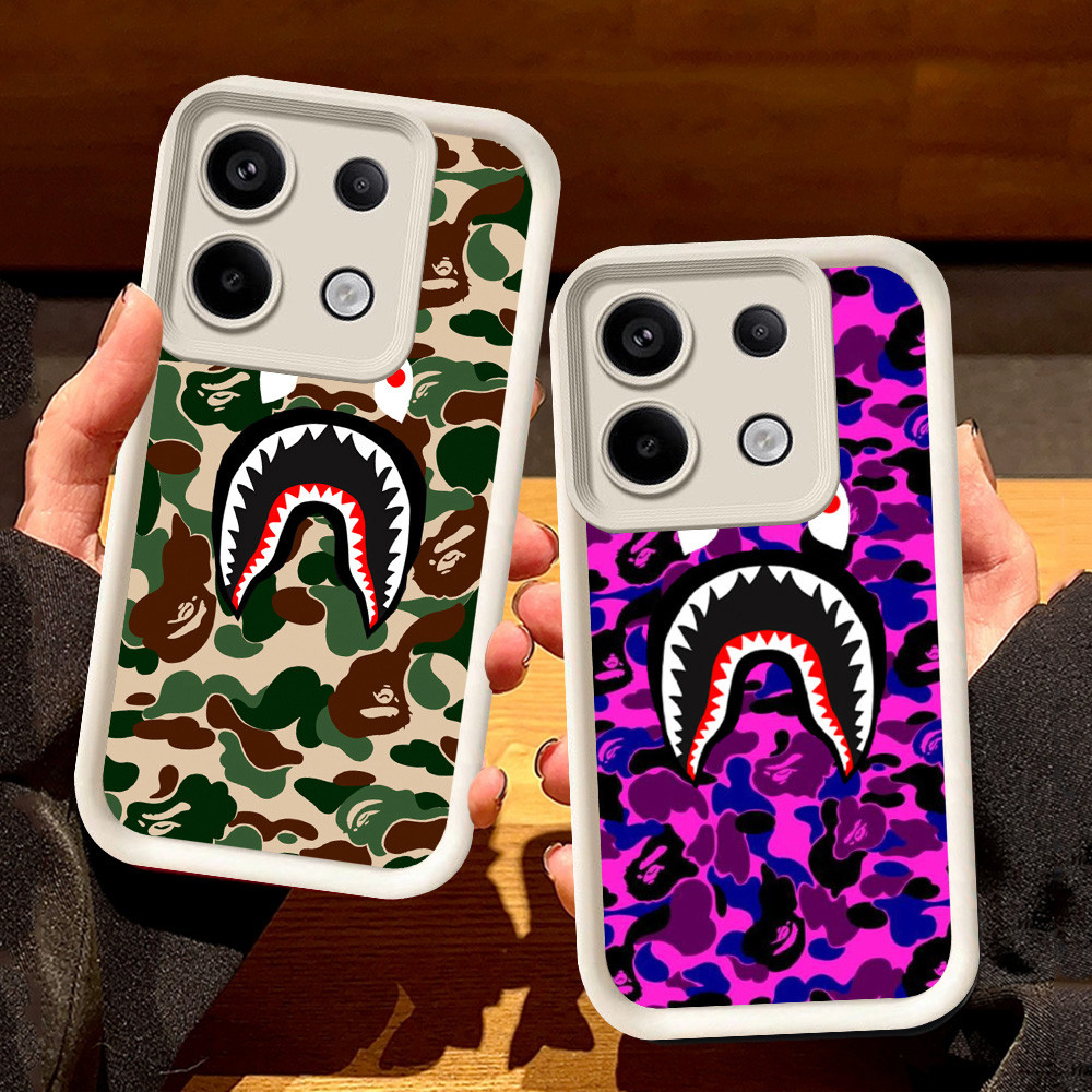 ปลอกสีขาวสําหรับ Xiaomi Redmi หมายเหตุ POCO M6 13T 13C X6 Neo 13 Pro Plus 5G S99 Bape Shark