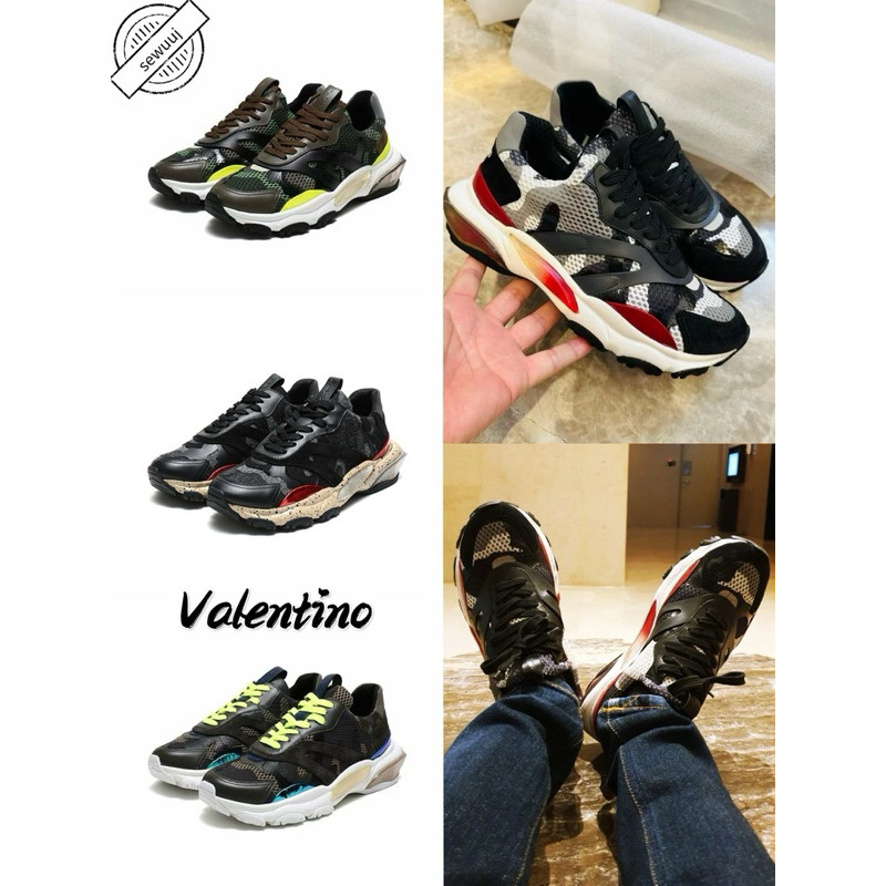 ของแท้ Valentino Bounce ลูกไม้ขึ้นลำลองรองเท้าพ่อต่ำ