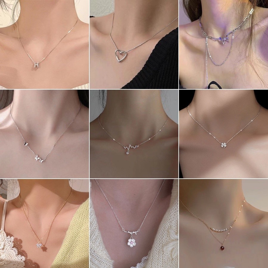 20 ,,สร้อยคอโซ่เงิน 925 จี้คริสตัลเพทาย รูปตัวอักษร H ผีเสื้อ หัวใจ เครื่องประดับแฟชั่นสตรี