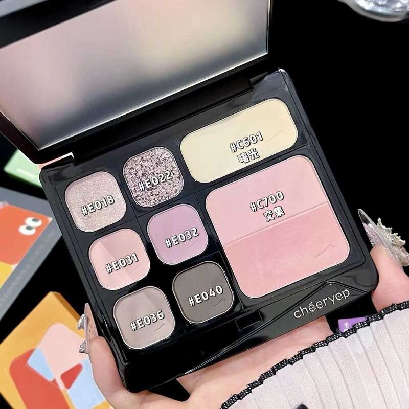 ▥ Qianyan Blusher Self ประกอบแผ่น Cheeryep High GLOSS สําหรับแต่งหน้า E