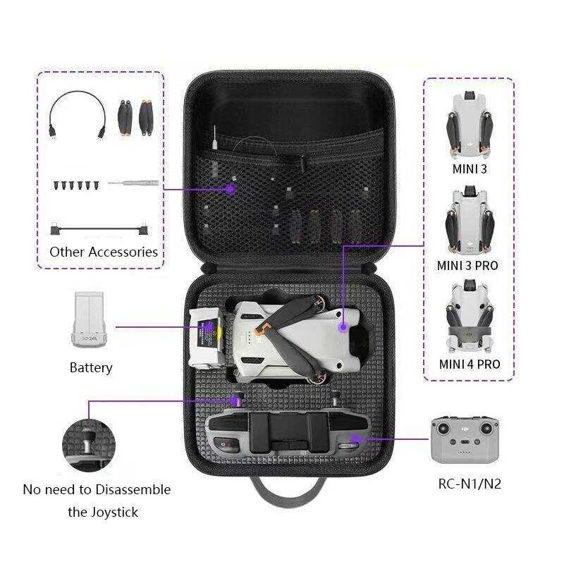 ▥ สําหรับ Rc-N2/Rc2 Case, กระเป๋าเดินทางแบบพกพากระเป๋าถือสําหรับ DJI Mini 4 Pro/Mini 3 Pro Dron