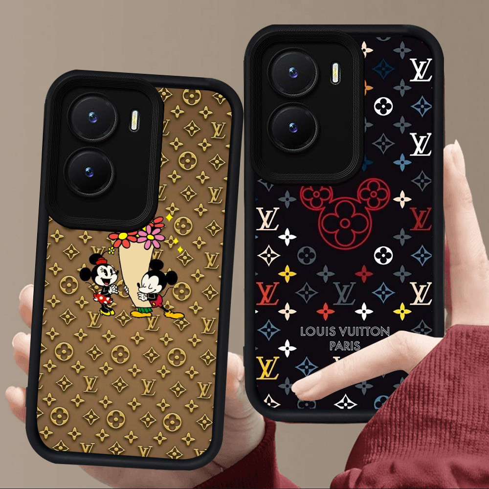 E7 Mickey และ Minnie สําหรับซิลิโคนสีดํา VIVO Y35 IQOO Z9X Y56 Z9 Y22s Y75 Y15a Y15s Y55 Y01 Y22 Y16