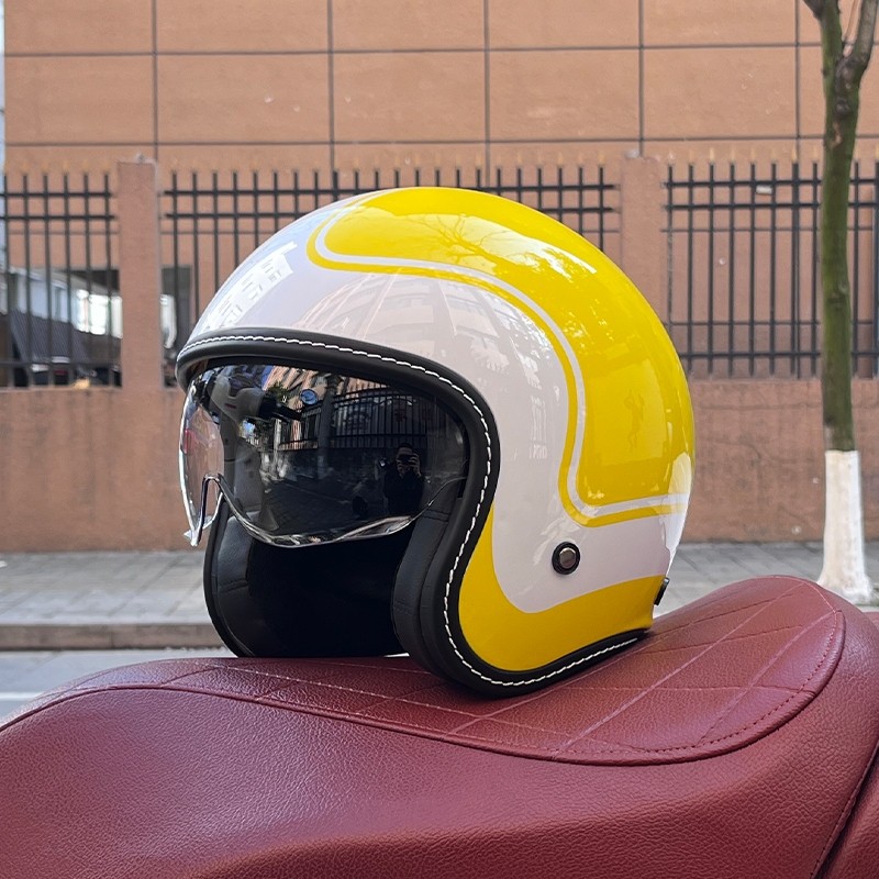 hot🔥การประกันคุณภาพ🔥 import ORZ Retro Motorcycle Helmet Men's And Women's Half Helmet Cruise 3/4