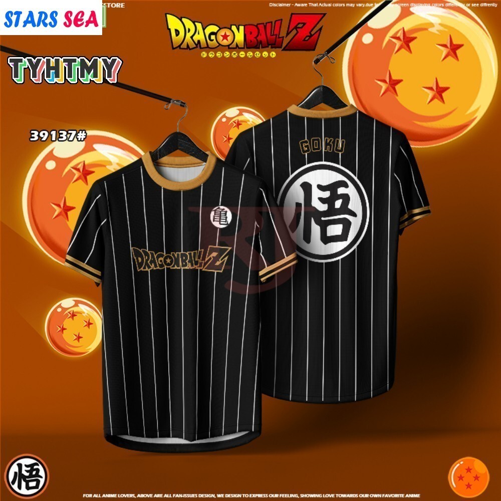 เสื้อยืดคอกลมแบบเบสบอลดีไซน์ Dragon Ball สไตล์สำหรับผู้ชายและผู้หญิง ระบายอากาศได้ดี