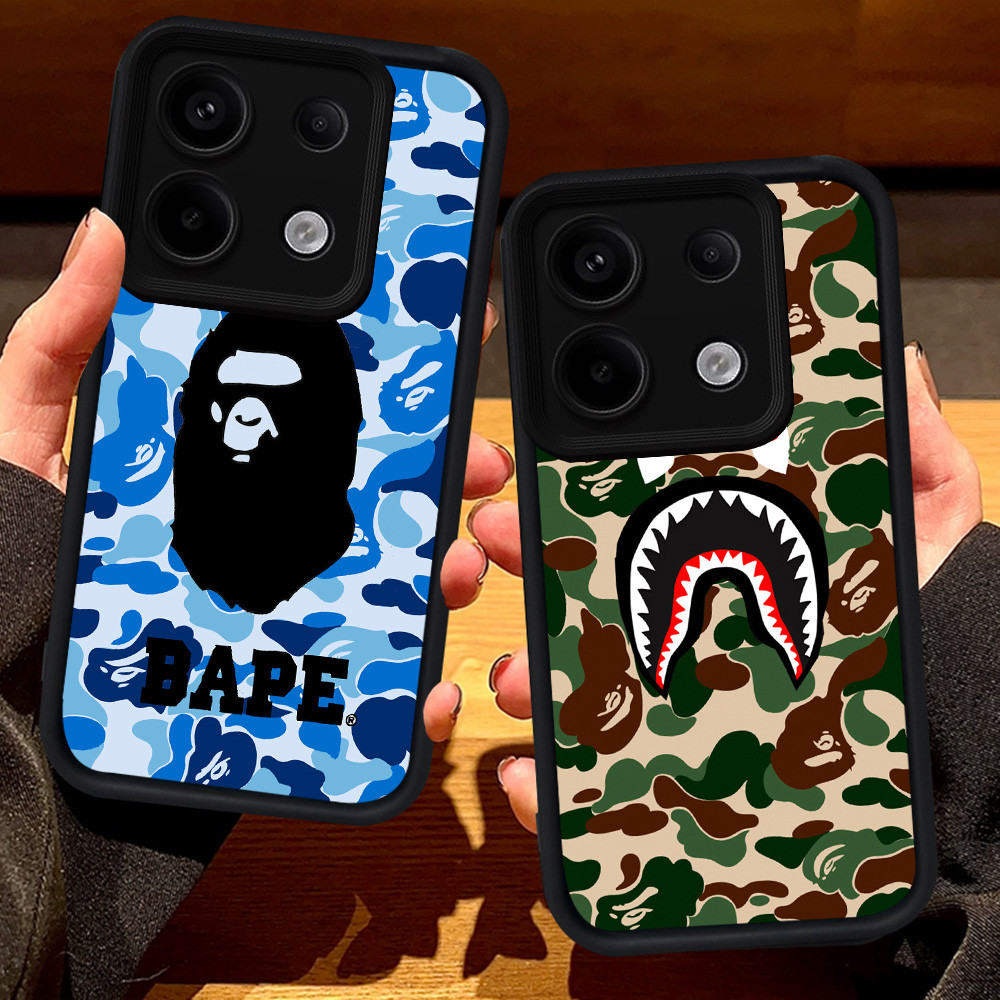 S99 Bape Shark Casing สําหรับ Xiaomi Redmi Note POCO 13C 13 X6 M613T Neo Pro Plus 5G สีดํา