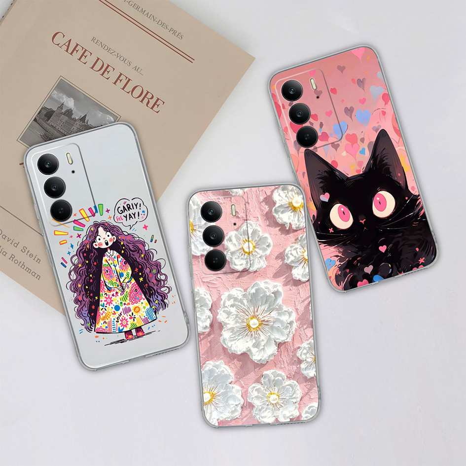 ปลอกใสสําหรับoppo Realme C75 4Gแฟชั่นไดโนเสาร์Graffitiรูปแบบเคสโทรศัพท์ซิลิโคนอ่อนนุ่มโปร่งใสTPU Anti SLIPฝาครอบป้องกันสําหรับOppo Realme C75 4GกันชนCapa