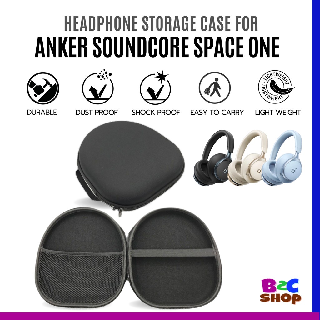 Anker Soundcore Space One หูฟังเข้ากันได้ป้องกัน EVA Case กระเป๋าเดินทางแบบพกพากระเป๋ากระเป๋า